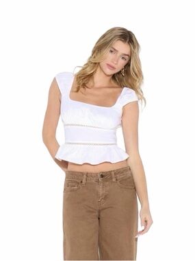 wild fable White Square-Neck Peplum Crop Top